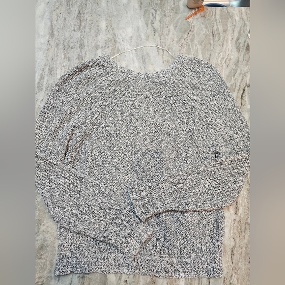 Free People Marled Knit Sweater Gray Black White Slouchy Pullover Women’s L - Picture 9 of 10